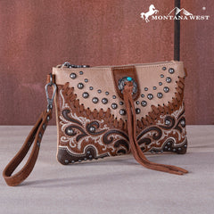 MW1269-181 Montana West  Embroidered Scroll Cut-out Collection Clutch/Crossbody