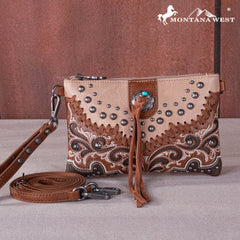 MW1269-181 Montana West  Embroidered Scroll Cut-out Collection Clutch/Crossbody