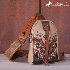 MW1269-210  Montana West Embroidered Scroll Cut-out Collection  Sling Bag