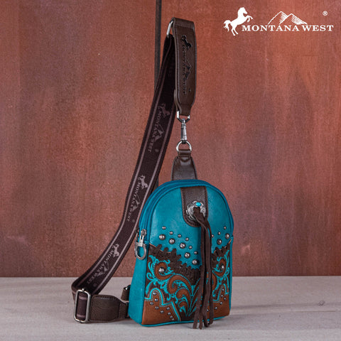 MW1269-210  Montana West Embroidered Scroll Cut-out Collection  Sling Bag
