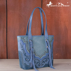MW1269G-8317  Montana West Embroidered scroll Cut-out Collection Concealed Carry Tote