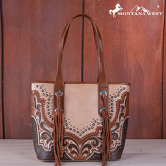 MW1269G-8317  Montana West Embroidered scroll Cut-out Collection Concealed Carry Tote