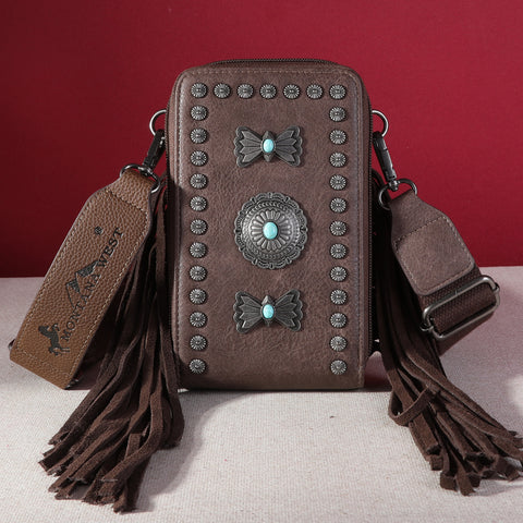 MW1270-183A Montana West  Fringe Mariposa Concho Collection Phone Wallet/Crossbody