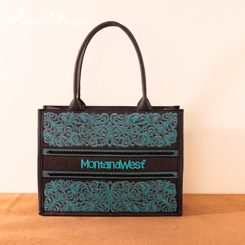 MW1279G-8119  Montana West Embroidered Collection Concealed Carry Tote
