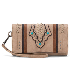 MW1280G-8317WTN  Montana West Buckle Collection Concealed Carry Tote Wallet Set-Tan