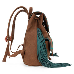 MW1289-9110WBR  Montana West Fringe Buckle Collection Backpack Wallet Set- Brown