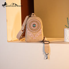 MW1291-194 Montana West Concho Embroidered Collection  Sling Bag