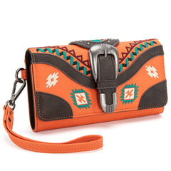 MW1294G-8110WBR   Montana West Buckle Collection Concealed Carry Tote  Wallet Set - Orange