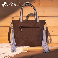 MW1295G-8313W  Montana West Tooled Aztec Tote/Crossbody with Wallet Set - Jean