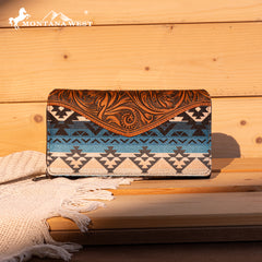 MW1295G-8313W  Montana West Tooled Aztec Tote/Crossbody with Wallet Set - Jean