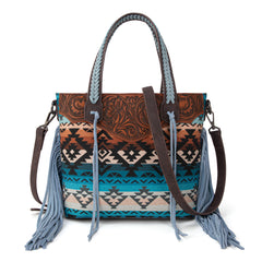 MW1295G-8313W  Montana West Tooled Aztec Tote/Crossbody with Wallet Set - Jean
