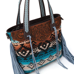 MW1295G-8313W  Montana West Tooled Aztec Tote/Crossbody with Wallet Set - Jean
