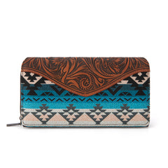 MW1295G-8313W  Montana West Tooled Aztec Tote/Crossbody with Wallet Set - Jean
