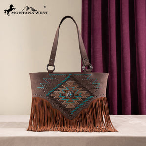 MW1315G-8317 Montana West Embroidered Collection Concealed Carry Tote - Coffee