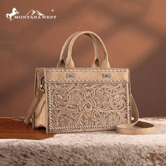 MW1323-8011  Montana West Tooled Collection Tote/Crossbody
