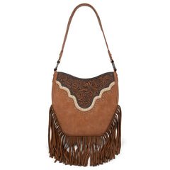 MW1323G-918  Montana West Tooled Fringe Collection Hobo Shoulder Bag
