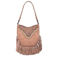 MW1323G-918  Montana West Tooled Fringe Collection Hobo Shoulder Bag