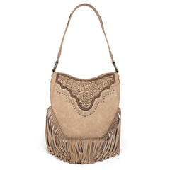 MW1323G-918  Montana West Tooled Fringe Collection Hobo Shoulder Bag