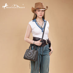 MW1331-8322   Montana West Concho Collection Small Tote/Crossbody
