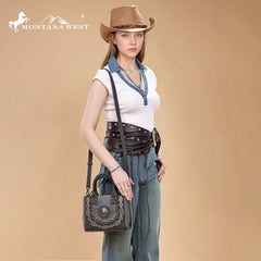 MW1331-8322   Montana West Concho Collection Small Tote/Crossbody