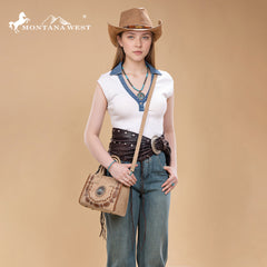 MW1331-8322   Montana West Concho Collection Small Tote/Crossbody