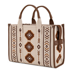 MW1333-8113 Montana West Aztec Retro Arrows Dual Sided Print Large Tote/Crossbody-Beige