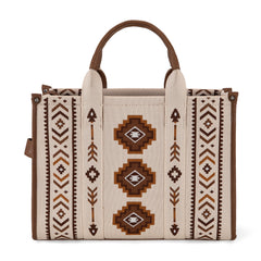 MW1333-8113 Montana West Aztec Retro Arrows Dual Sided Print Large Tote/Crossbody-Beige