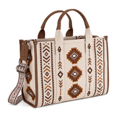 MW1333-8113 Montana West Aztec Retro Arrows Dual Sided Print Large Tote/Crossbody-Beige