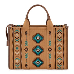 MW1333-8113 Montana West Aztec Retro Arrows Dual Sided Print Large Tote/Crossbody-Brown