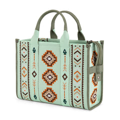 MW1333-8113 Montana West Aztec Retro Arrows Dual Sided Print Large Tote/Crossbody-Green