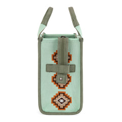 MW1333-8113 Montana West Aztec Retro Arrows Dual Sided Print Large Tote/Crossbody-Green