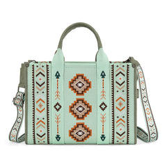 MW1333-8113 Montana West Aztec Retro Arrows Dual Sided Print Large Tote/Crossbody-Green