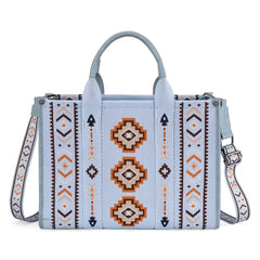 MW1333-8113 Montana West Aztec Retro Arrows Dual Sided Print Large Tote/Crossbody-Jean