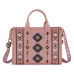 MW1333-8113 Montana West Aztec Retro Arrows Dual Sided Print Large Tote/Crossbody-Pink