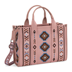 MW1333-8113 Montana West Aztec Retro Arrows Dual Sided Print Large Tote/Crossbody-Pink