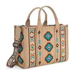 MW1333-8113 Montana West Aztec Retro Arrows Dual Sided Print Large Tote/Crossbody-Tan