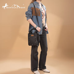 MW1334-1831  Montana West Embroidered Aztec Small Tote/Crossbody