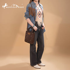 MW1334-1831  Montana West Embroidered Aztec Small Tote/Crossbody