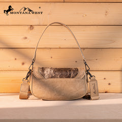 MW1336-8633  Montana West Hair-On Cowhide Mini Shoulder Bag/Crossbody/Clutch-Tan