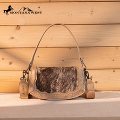 MW1336-8633  Montana West Hair-On Cowhide Mini Shoulder Bag/Crossbody/Clutch-Tan