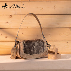 MW1336-8633  Montana West Hair-On Cowhide Mini Shoulder Bag/Crossbody/Clutch-Tan