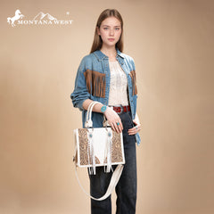 MW1339-2002  Montana West Tooled Concho Tote/Crossbody -Beige