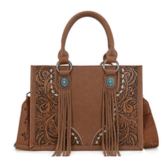 MW1339-2002  Montana West Tooled Concho Tote/Crossbody -Brown