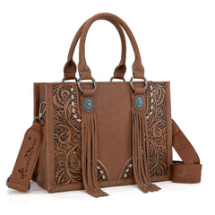 MW1339-2002  Montana West Tooled Concho Tote/Crossbody -Brown