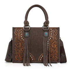 MW1339-2002  Montana West Tooled Concho Tote/Crossbody -Coffee