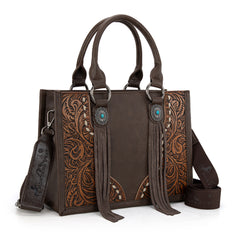 MW1339-2002  Montana West Tooled Concho Tote/Crossbody -Coffee