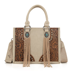 MW1339-2002  Montana West Tooled Concho Tote/Crossbody -Tan