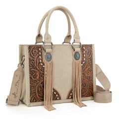 MW1339-2002  Montana West Tooled Concho Tote/Crossbody -Tan
