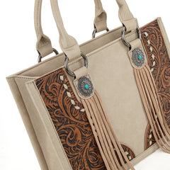 MW1339-2002  Montana West Tooled Concho Tote/Crossbody -Tan