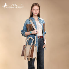 MW1339-2002  Montana West Tooled Concho Tote/Crossbody -Tan